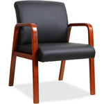 Lorell Upholstered Bonded Leather Guest Chair with Solid Wood Frame and Fixed Arms 17.88
