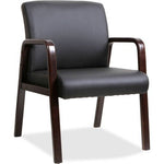 Lorell Upholstered Bonded Leather Guest Chair with Solid Wood Frame and Fixed Arms 17.88