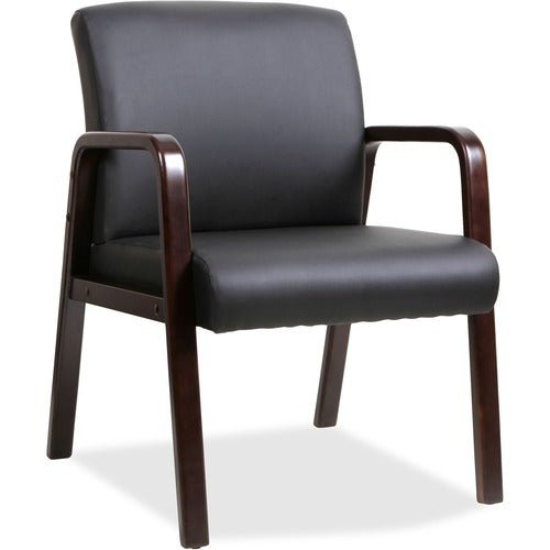 Lorell Upholstered Bonded Leather Guest Chair with Solid Wood Frame and Fixed Arms 17.88"H (LLR - LLR40200) - SchoolOutlet