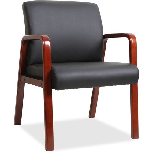 Lorell Upholstered Bonded Leather Guest Chair with Solid Wood Frame and Fixed Arms 17.88"H (LLR - LLR40200) - SchoolOutlet