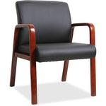 Lorell Upholstered Bonded Leather Guest Chair with Solid Wood Frame and Fixed Arms 17.88