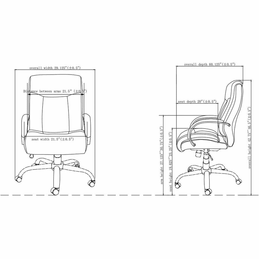 Lorell Deluxe Big and Tall Bonded Leather Chair with Pneumatic Height Adjustment and Chrome Base 19.63'' - 23.25''H(LLR - LLR40206) - SchoolOutlet