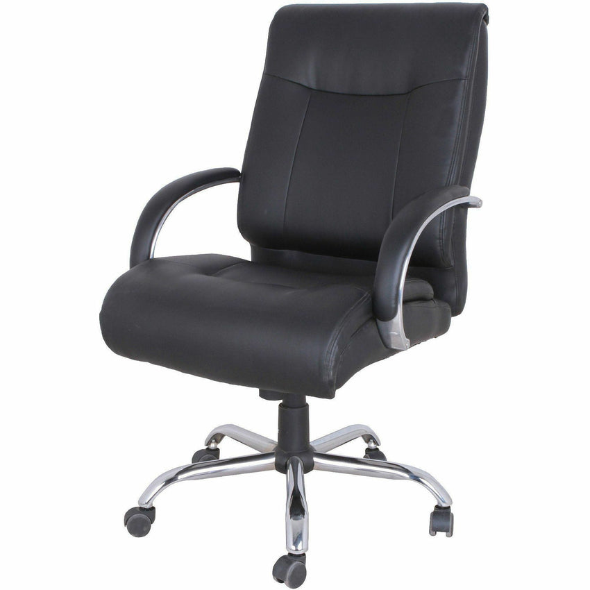 Lorell Deluxe Big and Tall Bonded Leather Chair with Pneumatic Height Adjustment and Chrome Base 19.63'' - 23.25''H(LLR - LLR40206) - SchoolOutlet