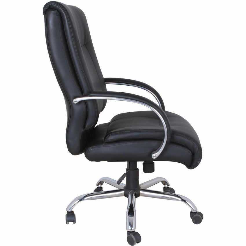 Lorell Deluxe Big and Tall Bonded Leather Chair with Pneumatic Height Adjustment and Chrome Base 19.63'' - 23.25''H(LLR - LLR40206) - SchoolOutlet