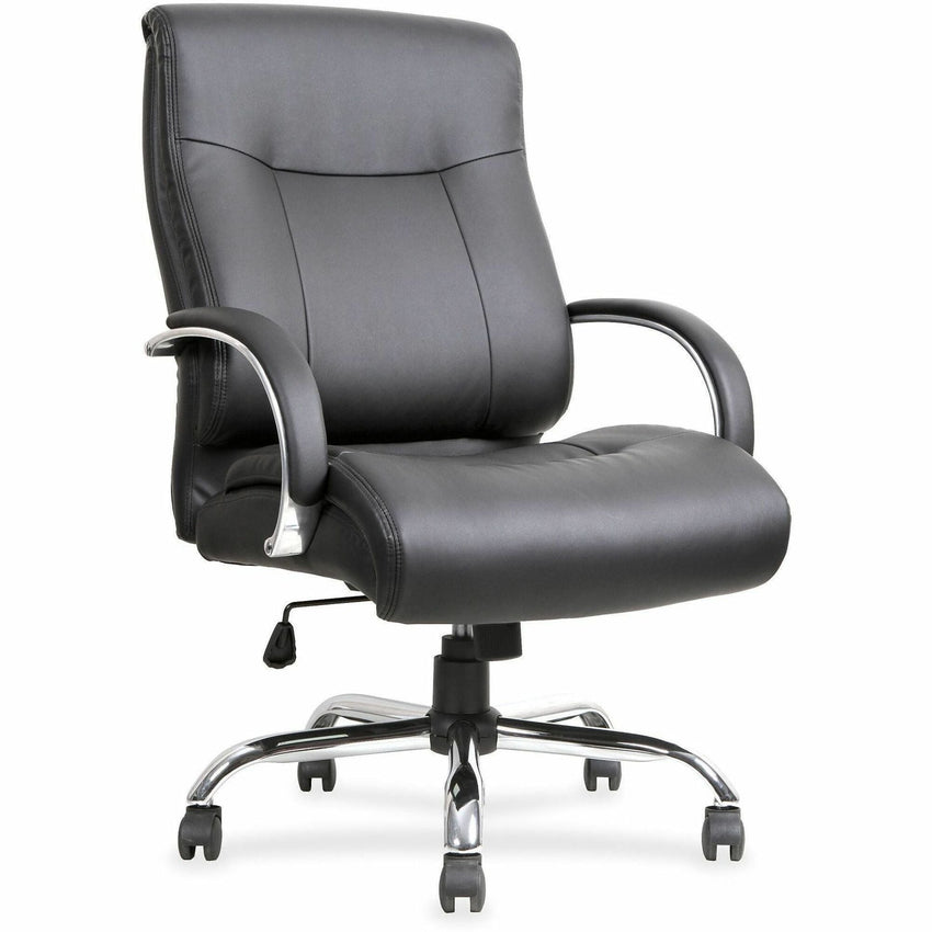 Lorell Deluxe Big and Tall Bonded Leather Chair with Pneumatic Height Adjustment and Chrome Base 19.63'' - 23.25''H(LLR - LLR40206) - SchoolOutlet