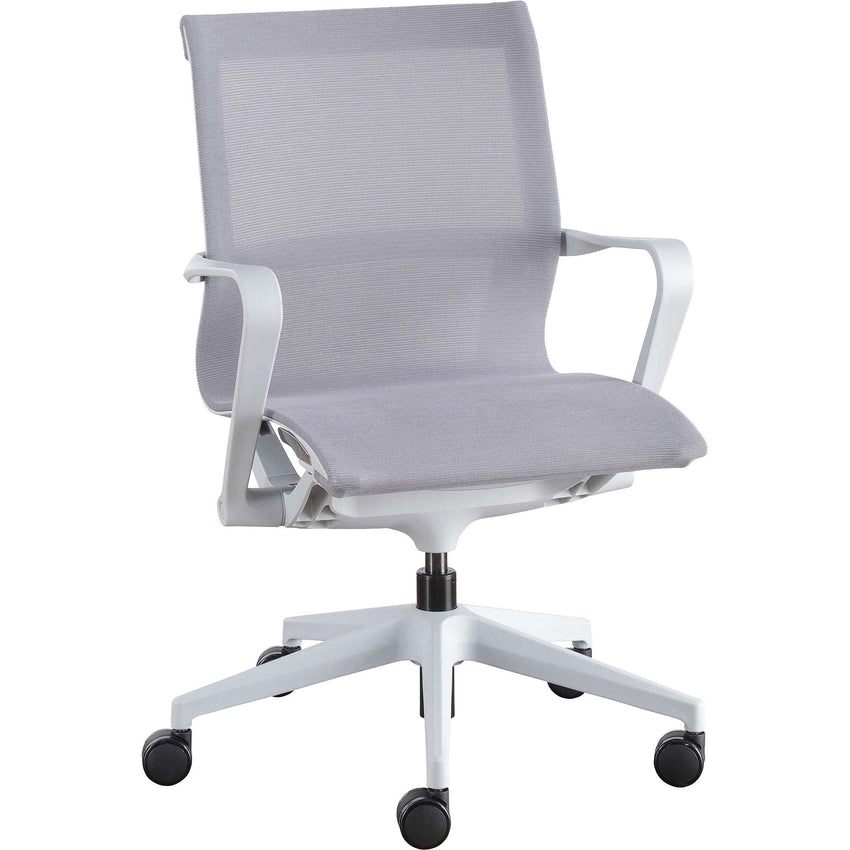 Lorell Premium Executive Mesh Mid - Back Sling Chair Gray Ergonomic Swivel 35.25 - 38.50 "H (LLR - LLR40207) - SchoolOutlet