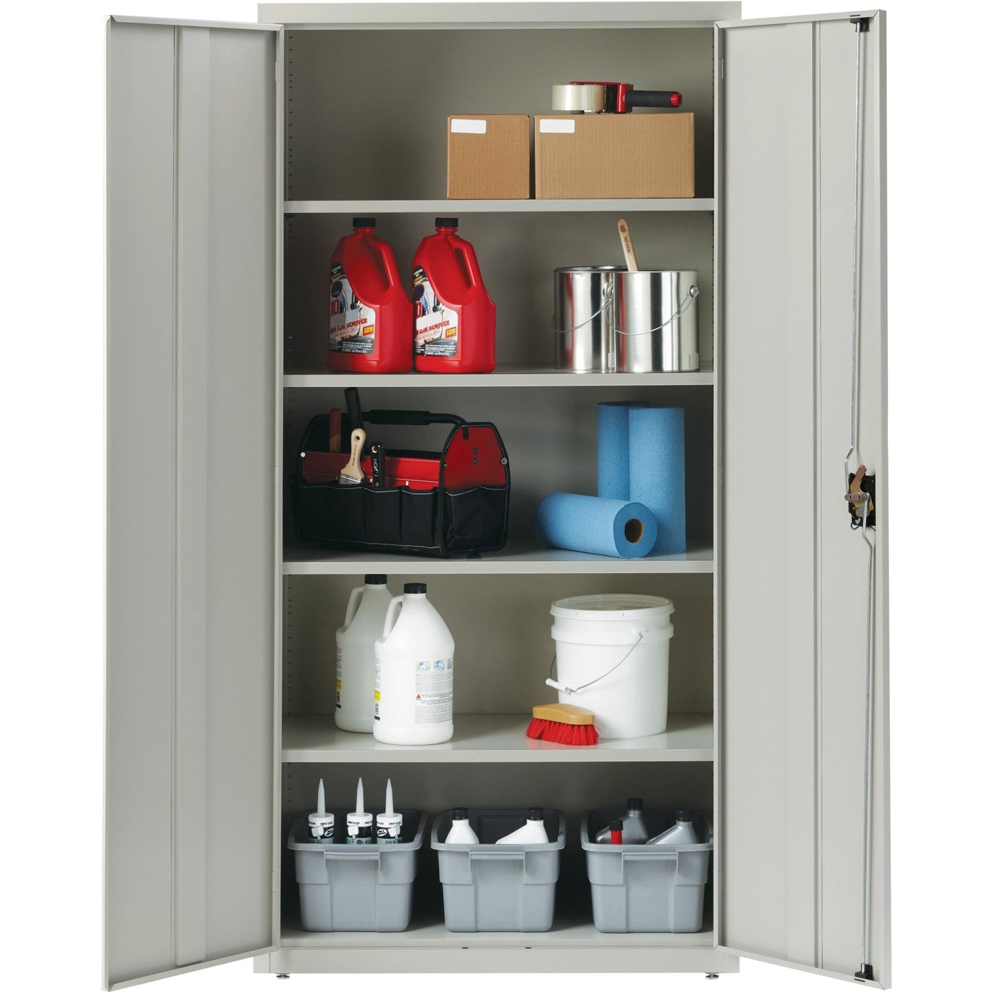 Lorell Fortress Series Storage Cabinet Steel 5 Shelves 3 - Point Locking System Powder Coat Finish (LLR - LLR4130X5) - SchoolOutlet