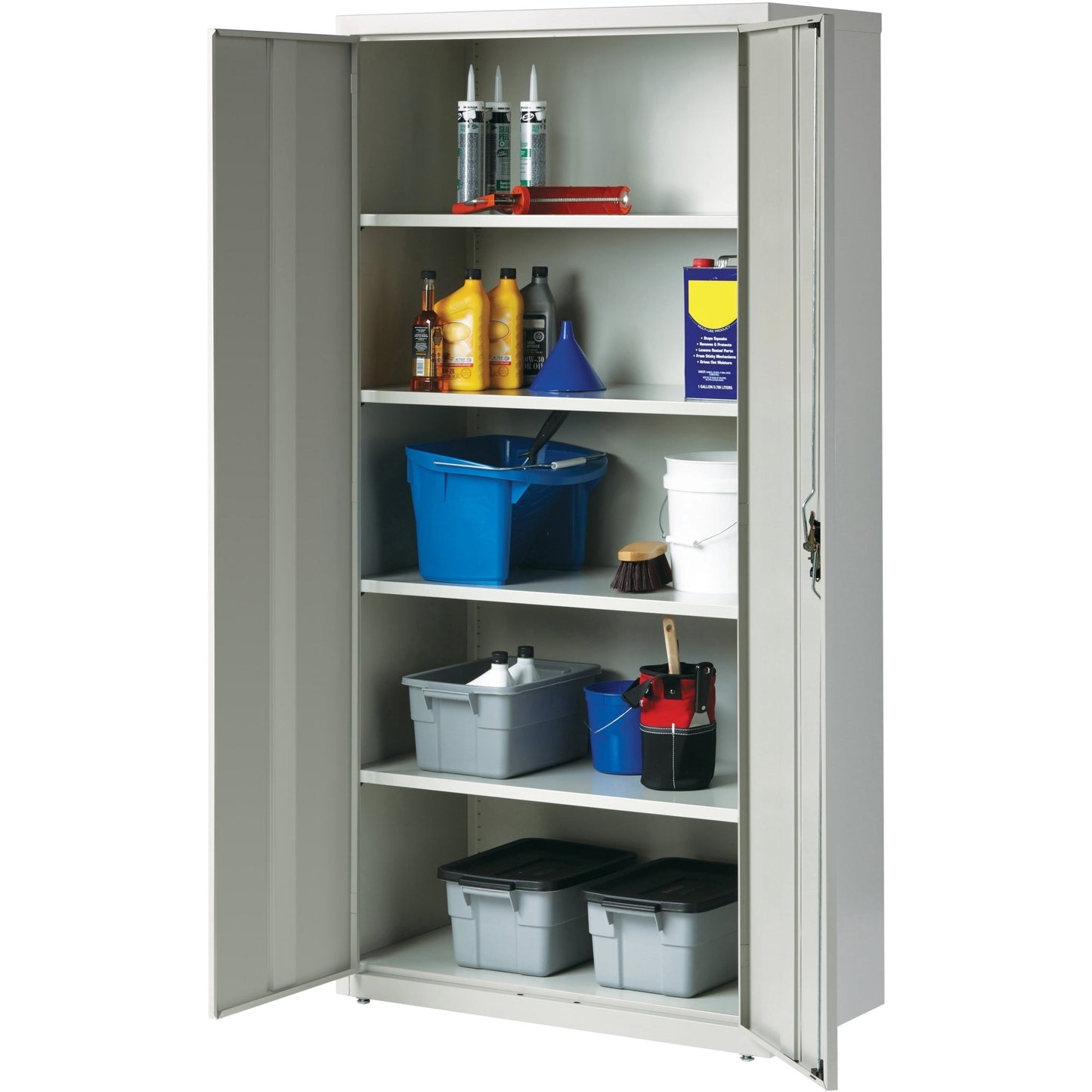 Lorell Fortress Series Storage Cabinet Steel 5 Shelves 3 - Point Locking System Powder Coat Finish (LLR - LLR4130X5) - SchoolOutlet