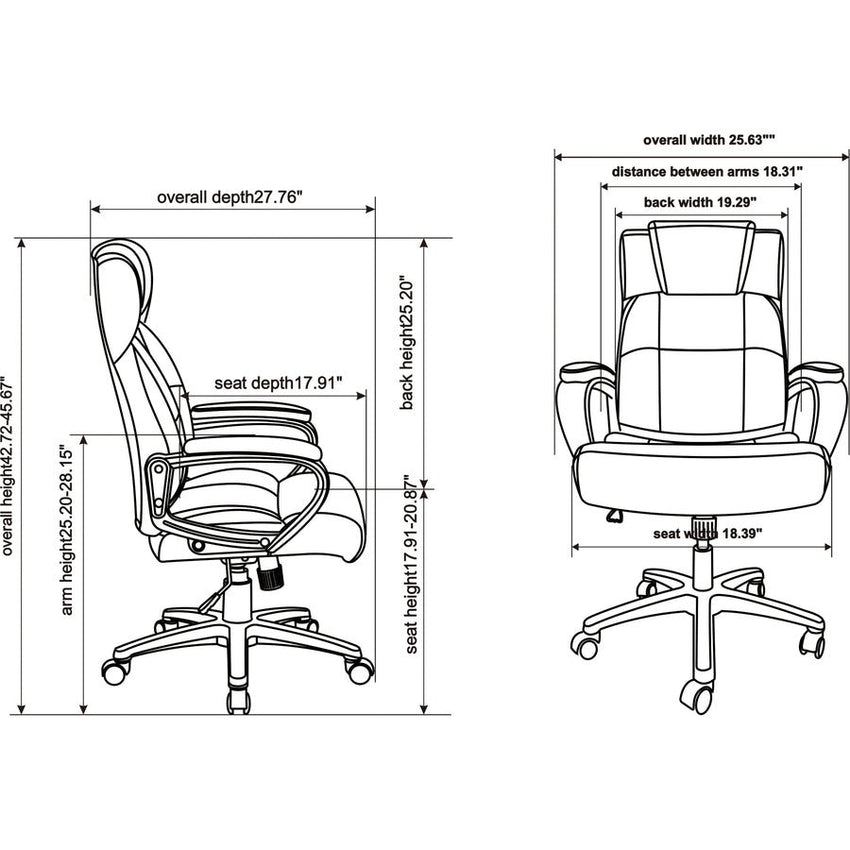 Lorell High - Back Executive Chair with Bonded Leather Upholstery and 5 - Star Base (LLR - LLR41844) - SchoolOutlet