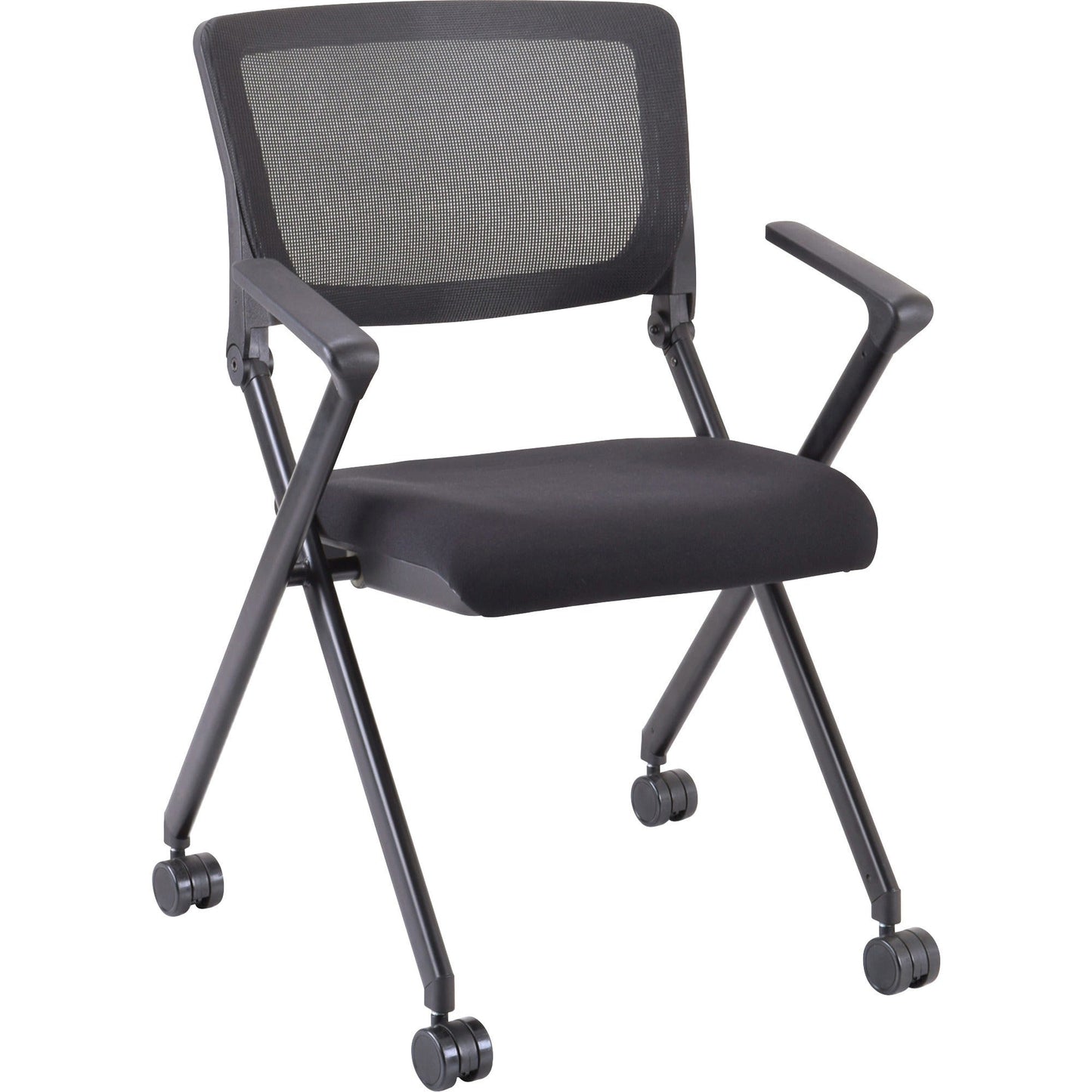 Lorell Mobile Mesh Back Nesting Chair with Arms and Metal Frame Set of 2 18.9"H (LLR - LLR41845) - SchoolOutlet