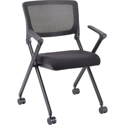 Lorell Mobile Mesh Back Nesting Chair with Arms and Metal Frame Set of 2 18.9"H (LLR-LLR41845)