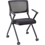 Lorell Mobile Mesh Back Nesting Chair with Arms and Metal Frame Set of 2 18.9