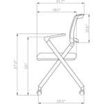 Lorell Mobile Mesh Back Nesting Chair with Arms and Metal Frame Set of 2 18.9