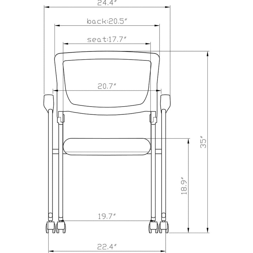 Lorell Mobile Mesh Back Nesting Chair with Arms and Metal Frame Set of 2 18.9"H (LLR - LLR41845) - SchoolOutlet
