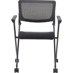 Lorell Mobile Mesh Back Nesting Chair with Arms and Metal Frame Set of 2 18.9