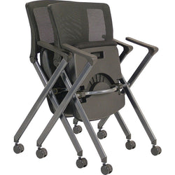 Lorell Mobile Mesh Back Nesting Chair with Arms and Metal Frame Set of 2 18.9"H (LLR-LLR41845)