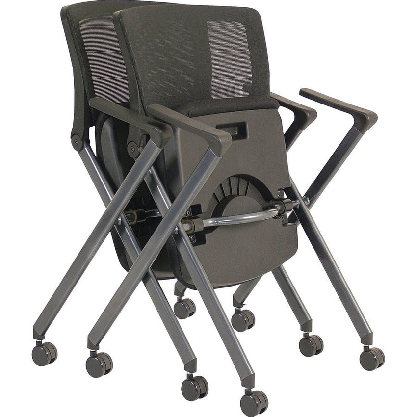 Lorell Mobile Mesh Back Nesting Chair with Arms and Metal Frame Set of 2 18.9"H (LLR - LLR41845) - SchoolOutlet