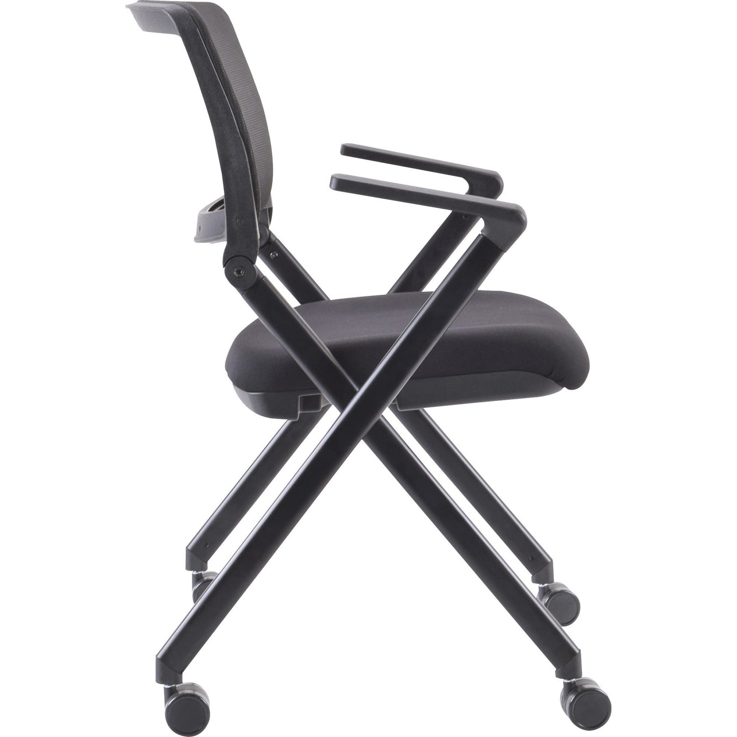 Lorell Mobile Mesh Back Nesting Chair with Arms and Metal Frame Set of 2 18.9"H (LLR - LLR41845) - SchoolOutlet