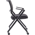 Lorell Mobile Mesh Back Nesting Chair with Arms and Metal Frame Set of 2 18.9