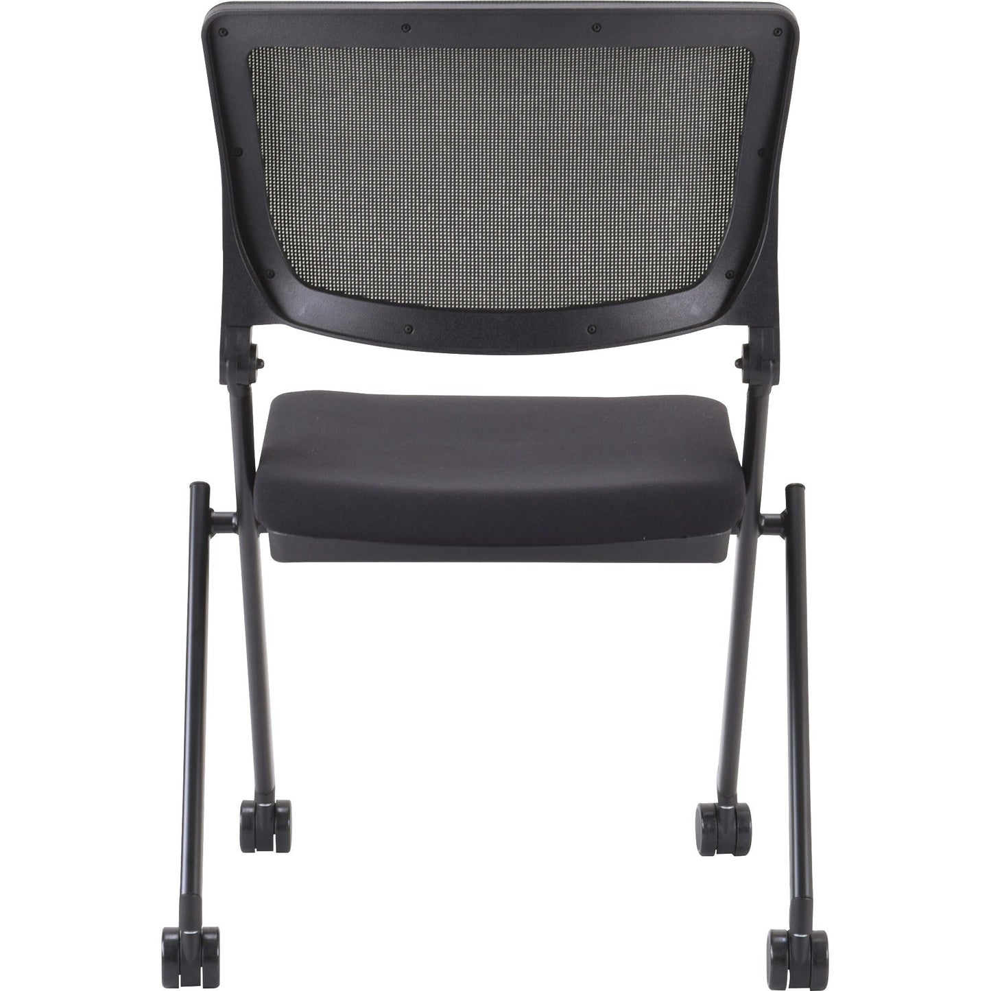 Lorell Mobile Mesh Back Nesting Chairs with Fabric Seat and Casters Set of 2 18.9"H (LLR - LLR41846) - SchoolOutlet