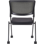 Lorell Mobile Mesh Back Nesting Chairs with Fabric Seat and Casters Set of 2 18.9