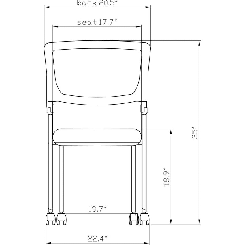Lorell Mobile Mesh Back Nesting Chairs with Fabric Seat and Casters Set of 2 18.9"H (LLR - LLR41846) - SchoolOutlet