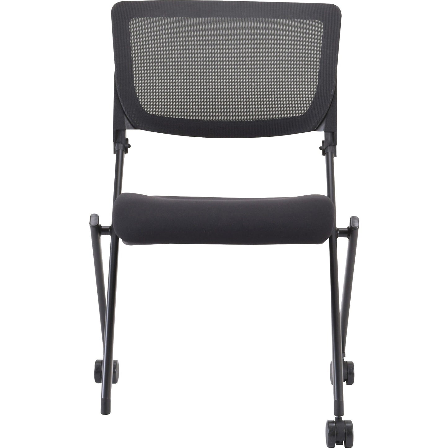 Lorell Mobile Mesh Back Nesting Chairs with Fabric Seat and Casters Set of 2 18.9"H (LLR - LLR41846) - SchoolOutlet