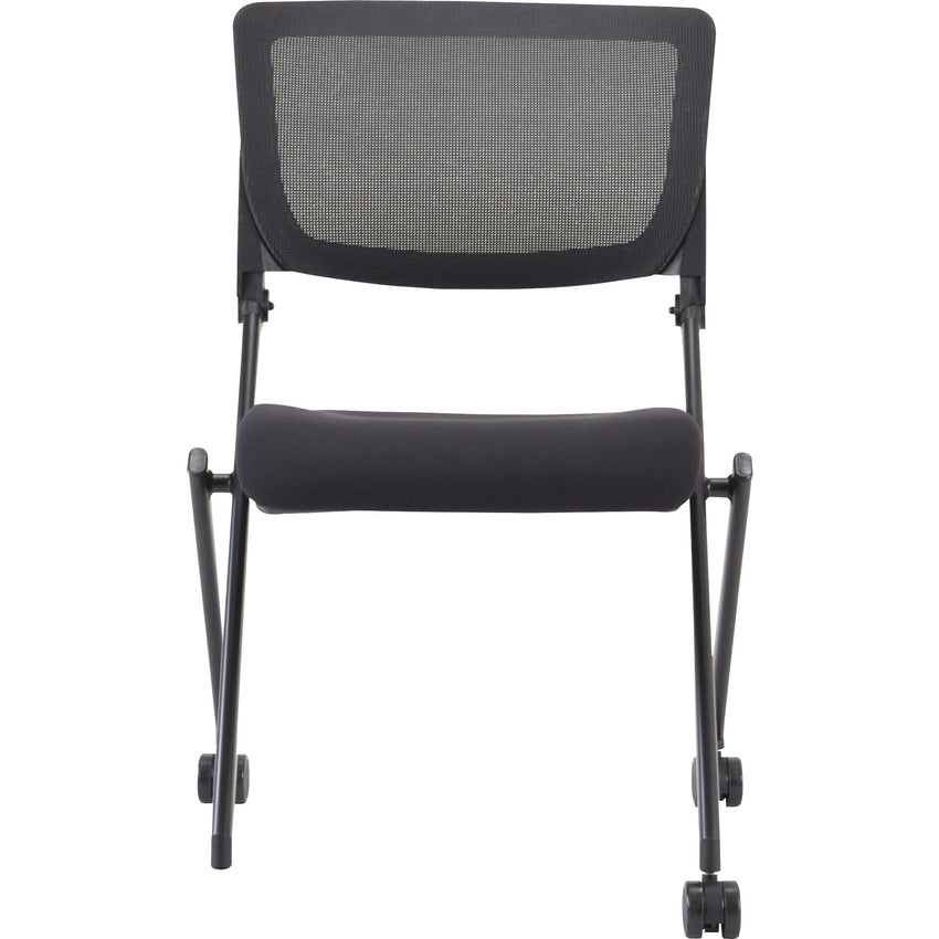 Lorell Mobile Mesh Back Nesting Chairs with Fabric Seat and Casters Set of 2 18.9"H (LLR - LLR41846) - SchoolOutlet