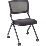 Lorell Mobile Mesh Back Nesting Chairs with Fabric Seat and Casters Set of 2 18.9