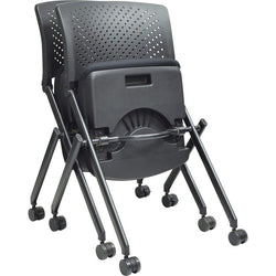 Lorell Upholstered Foldable Nesting Chairs with Plastic Back Set of 2 (LLR-LLR41848)