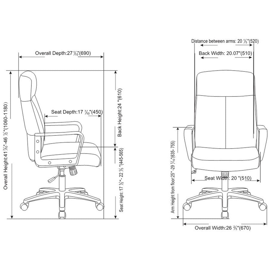 Lorell High - Back Bonded Leather Chair with Tilt Lock and Swivel Function 17.50" - 22.20"H (LLR - LLR41851) - SchoolOutlet