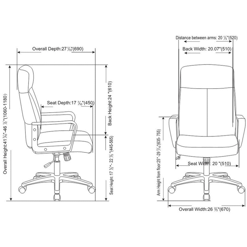 Lorell High - Back Bonded Leather Chair with Tilt Lock and Swivel Function 17.50" - 22.20"H (LLR - LLR41851) - SchoolOutlet