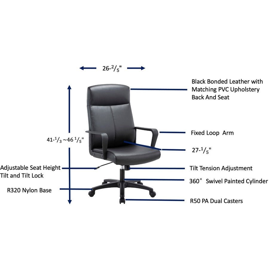 Lorell High - Back Bonded Leather Chair with Tilt Lock and Swivel Function 17.50" - 22.20"H (LLR - LLR41851) - SchoolOutlet