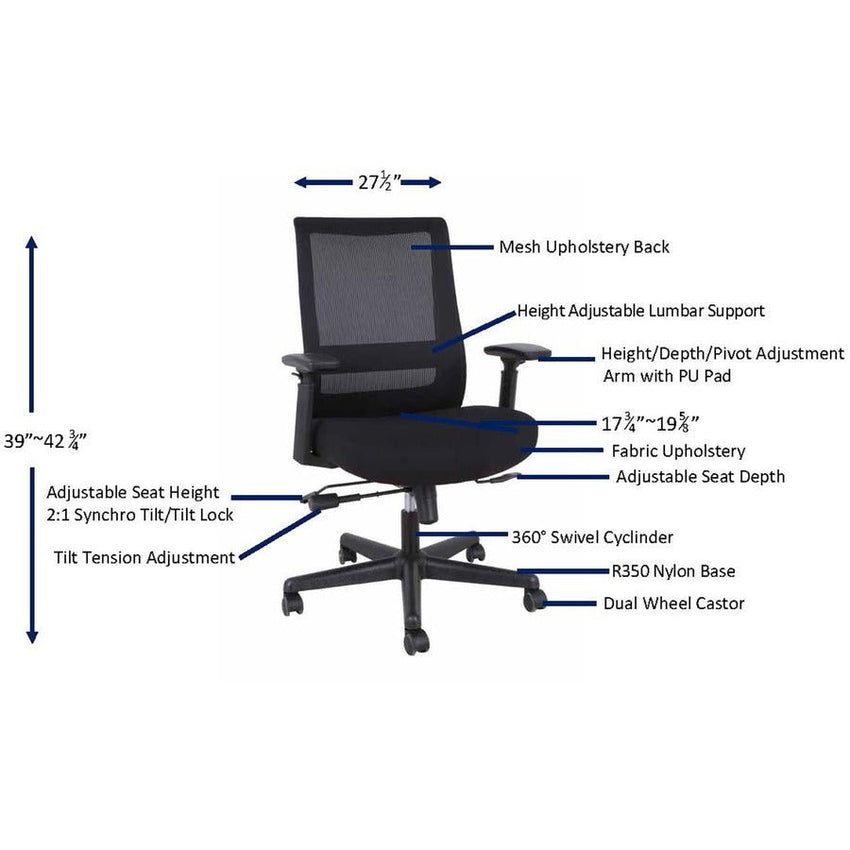Lorell Mesh High - Back Executive Chair with Synchro Tilt and Adjustable Arms (LLR - LLR42175) - SchoolOutlet