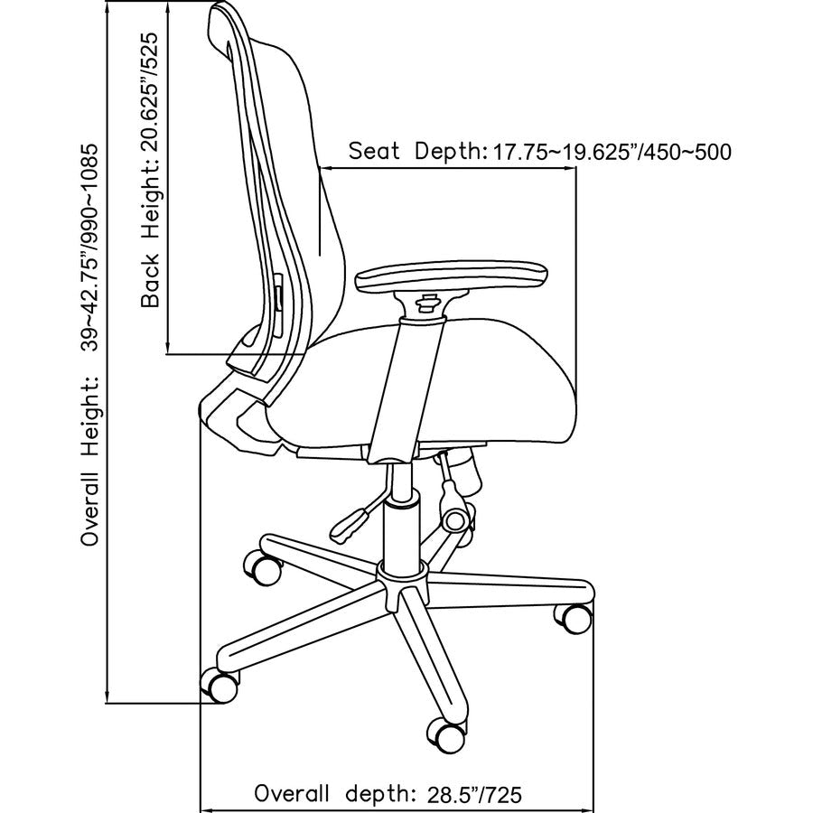 Lorell Mesh High - Back Executive Chair with Synchro Tilt and Adjustable Arms (LLR - LLR42175) - SchoolOutlet
