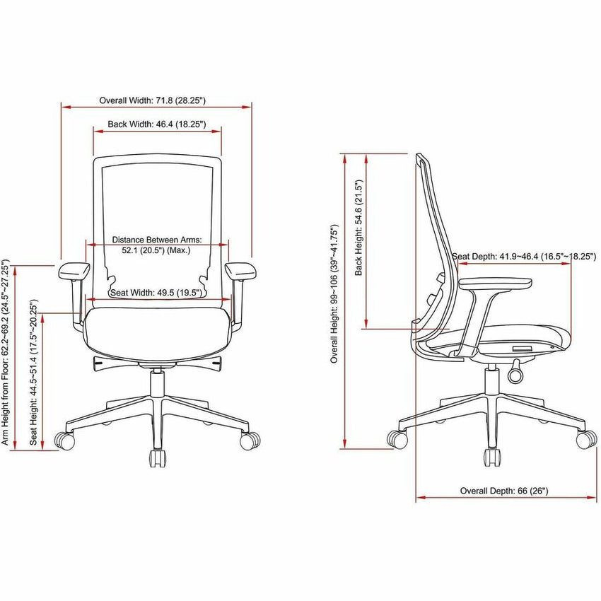 Lorell Mid - Back Mesh Chair with Synchro Tilt and Adjustable Arms (LLR - LLR42180) - SchoolOutlet