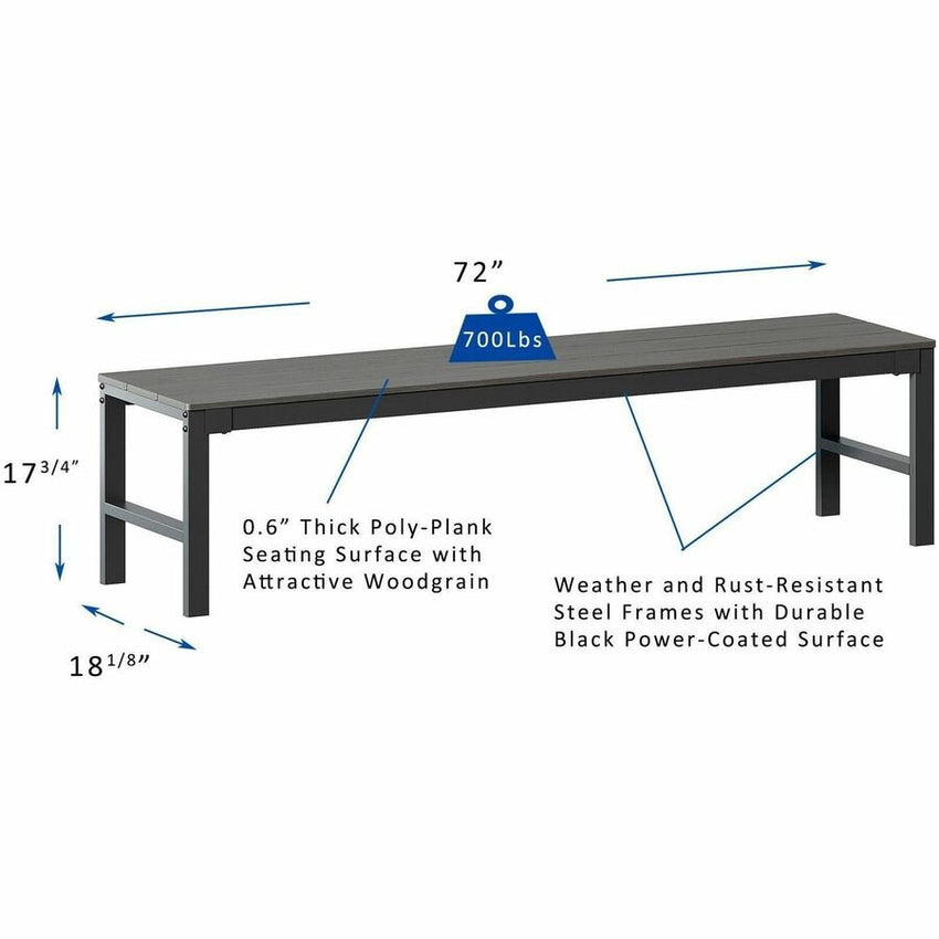 Lorell Faux Wood Outdoor Bench with Steel Tube Base (LLR - LLR42670) - SchoolOutlet