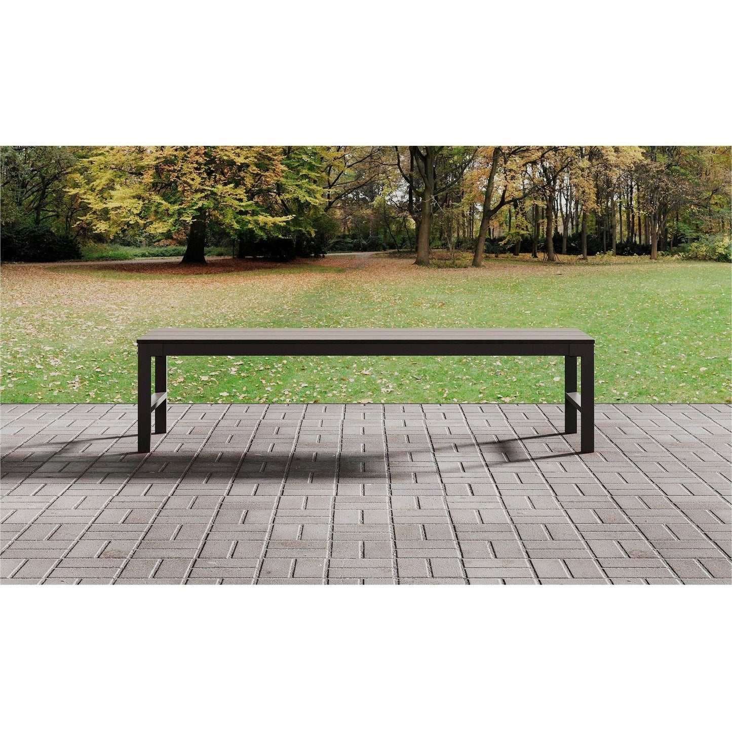 Lorell Faux Wood Outdoor Bench with Steel Tube Base (LLR - LLR42670) - SchoolOutlet