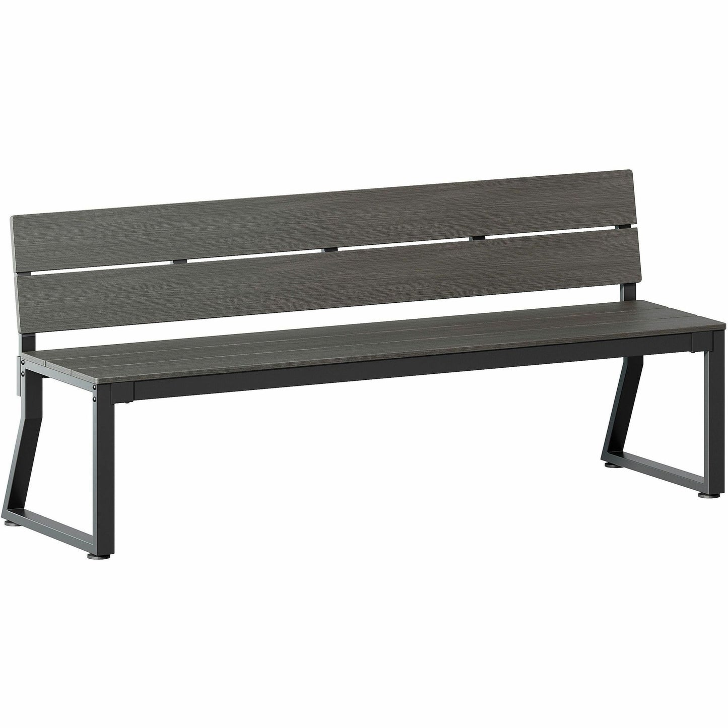 Lorell Faux Wood Outdoor Bench with Backrest and Steel Tube Base (LLR - LLR42671) - SchoolOutlet
