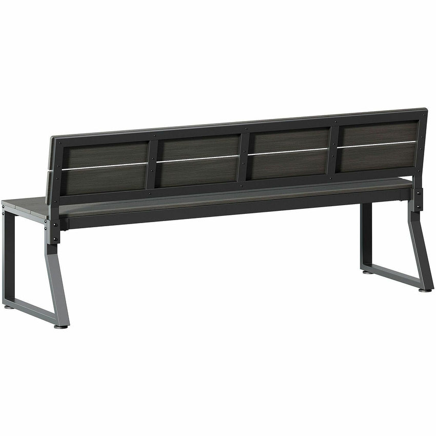Lorell Faux Wood Outdoor Bench with Backrest and Steel Tube Base (LLR - LLR42671) - SchoolOutlet