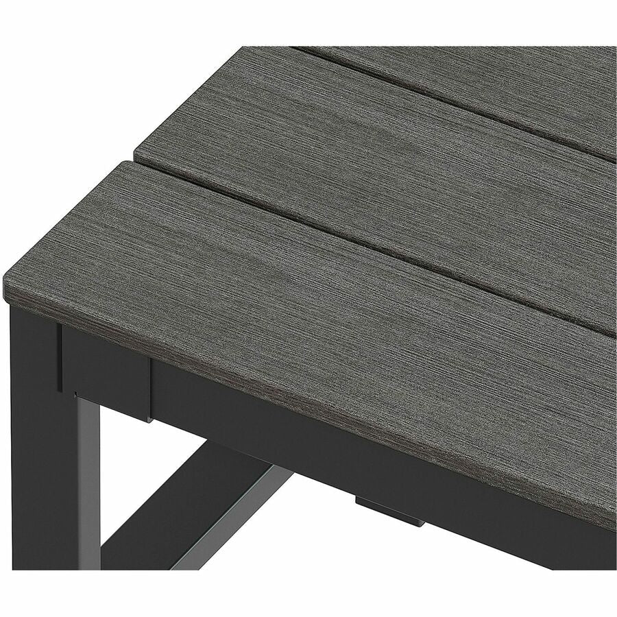 Lorell Faux Wood Outdoor Bench with Backrest and Steel Tube Base (LLR - LLR42671) - SchoolOutlet