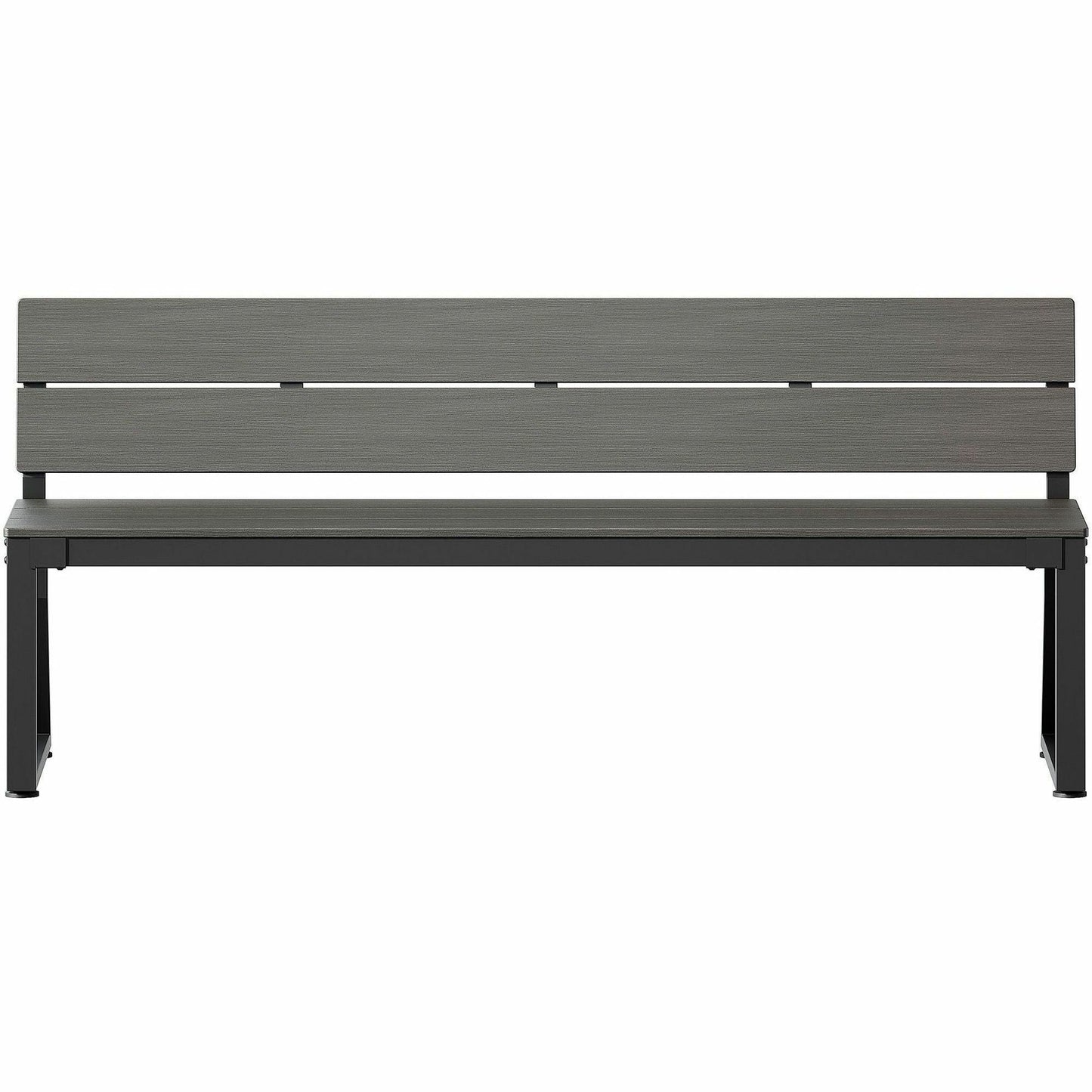 Lorell Faux Wood Outdoor Bench with Backrest and Steel Tube Base (LLR - LLR42671) - SchoolOutlet