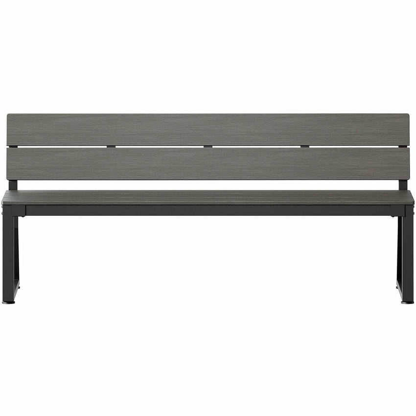 Lorell Faux Wood Outdoor Bench with Backrest and Steel Tube Base (LLR - LLR42671) - SchoolOutlet
