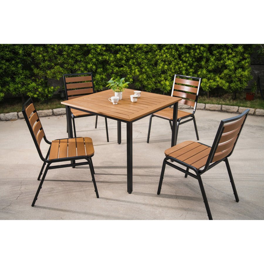 Lorell Faux Wood Outdoor Chairs with Steel Legs Set of 4 (LLR - LLR42685) - SchoolOutlet