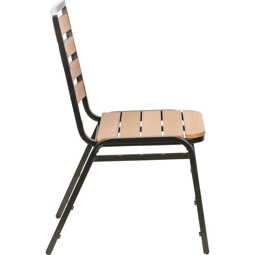 Lorell Faux Wood Outdoor Chairs with Steel Legs Set of 4 (LLR - LLR42685) - SchoolOutlet