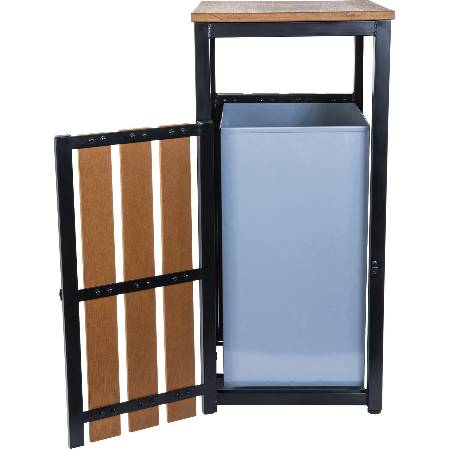 Lorell Faux Wood Outdoor Waste Bin, Weather - Resistant Rectangular Wastebasket (LLR - LLR4269X) - SchoolOutlet