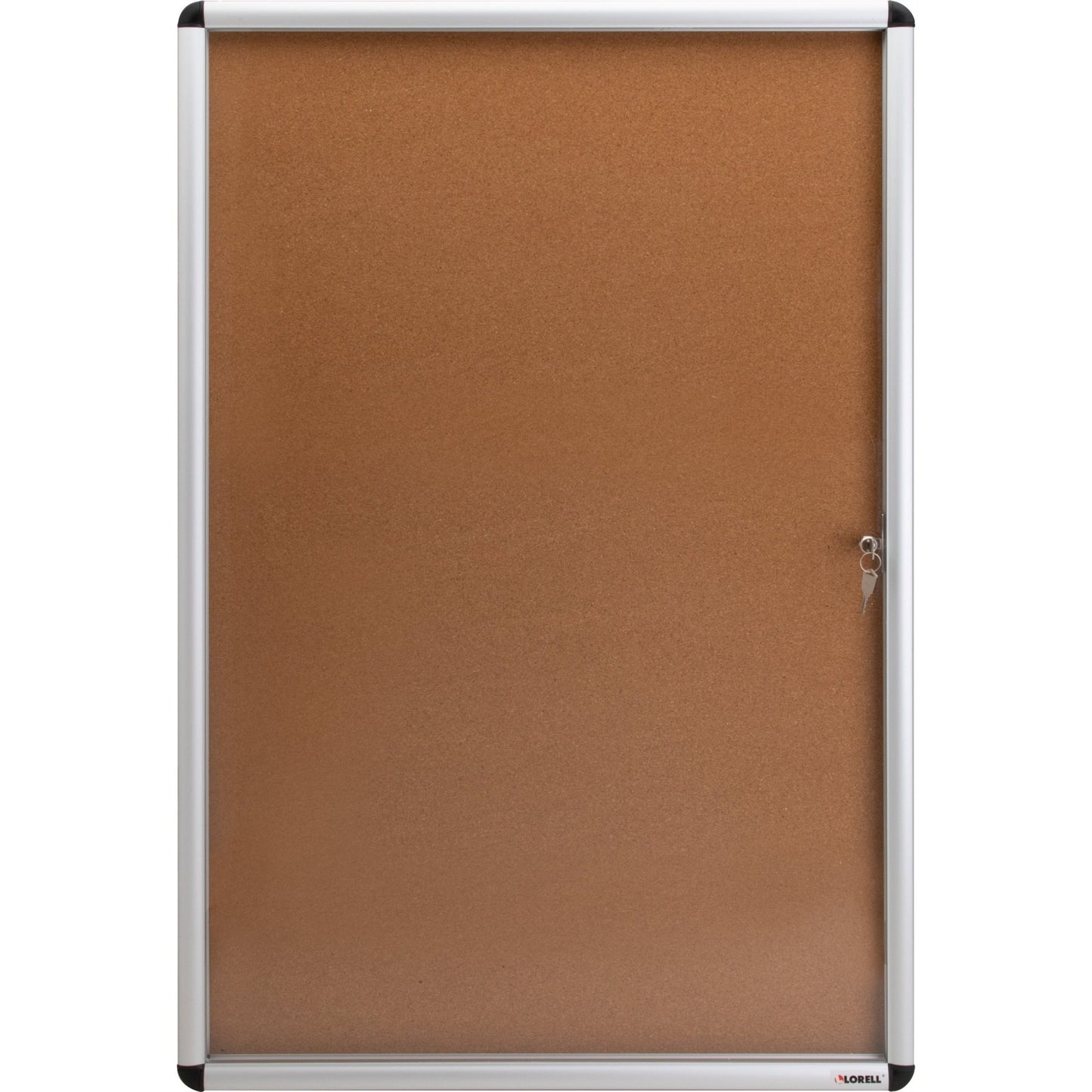 Lorell Enclosed Cork Bulletin Board Natural Cork Surface Locking Swing Door 24"W x 36"H (LLR - LLR42706) - SchoolOutlet