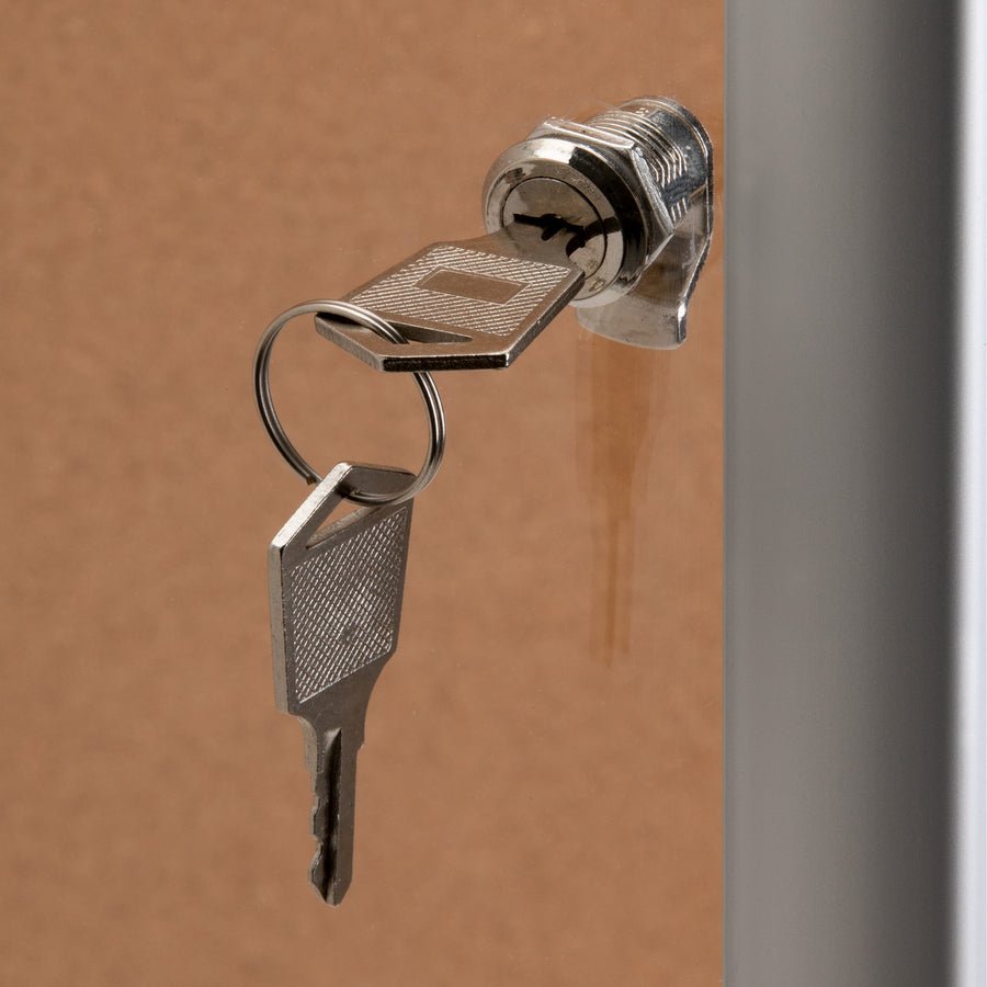 Lorell Enclosed Cork Bulletin Board Natural Cork Surface Locking Swing Door 24"W x 36"H (LLR - LLR42706) - SchoolOutlet