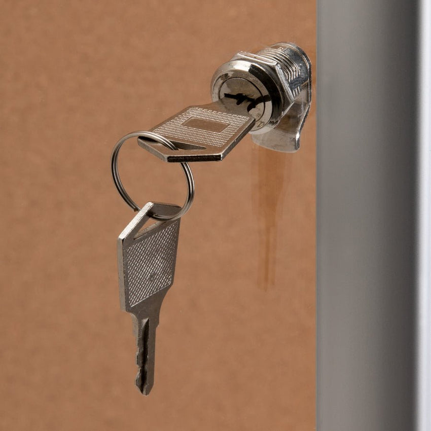 Lorell Enclosed Cork Bulletin Board Natural Cork Surface Locking Swing Door 24"W x 36"H (LLR - LLR42706) - SchoolOutlet