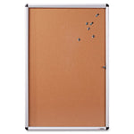 Lorell Enclosed Cork Bulletin Board Natural Cork Surface Locking Swing Door 24